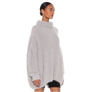 Free People Oasis Oversized Tunic Pullover Sweater Silver Gray